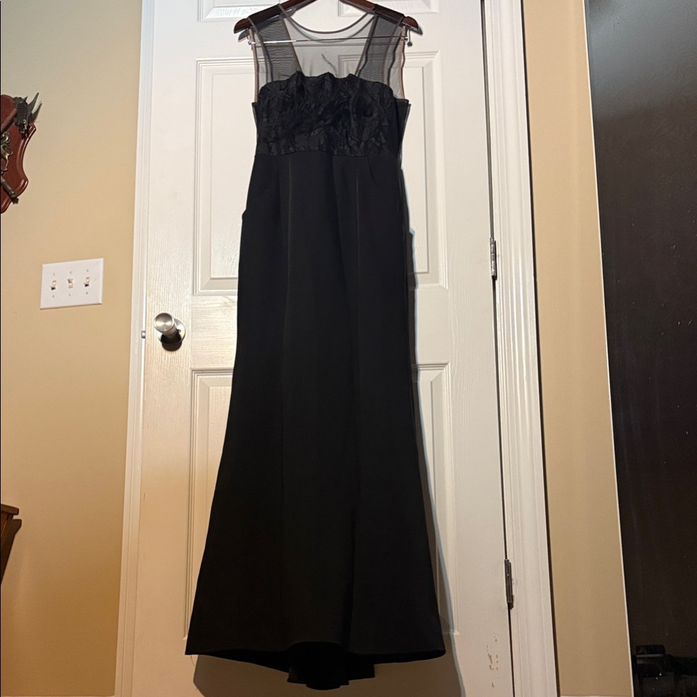 BCBGMAXAZRIA Black Evening Gown with Sheer Mesh Detail